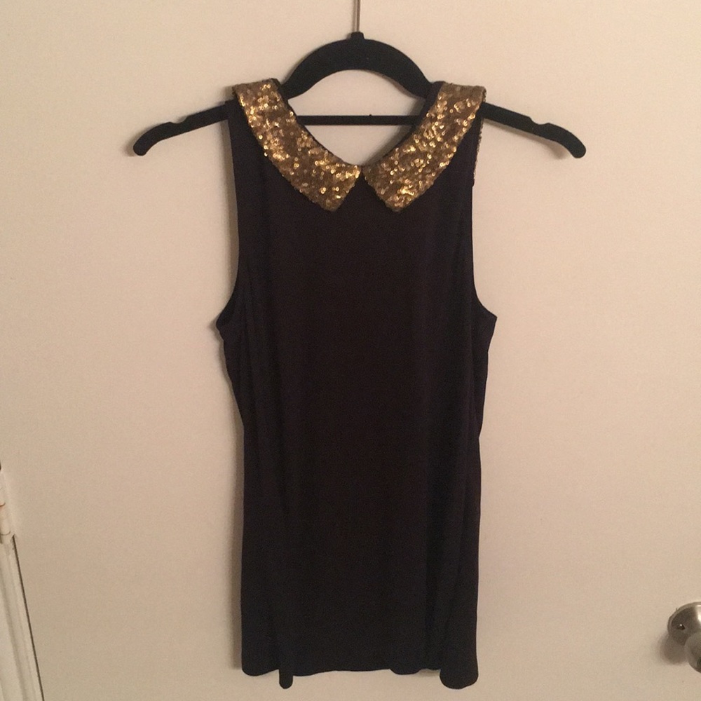 Black & Gold high neck tank top